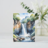 Watercolor geschilderde waterval briefkaart (Staand voorkant)