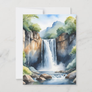 Watercolor geschilderde waterval briefkaart
