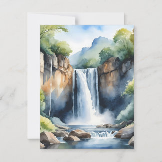 Watercolor geschilderde waterval briefkaart