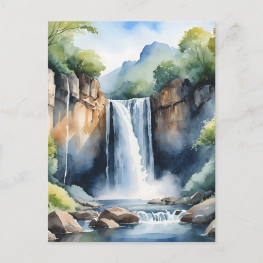Watercolor geschilderde waterval briefkaart (Voorkant)