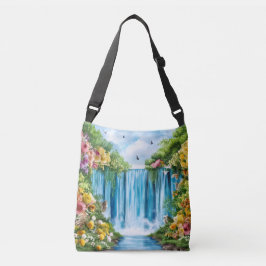 Watercolor geschilderde waterval crossbody tas