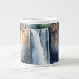 Watercolor geschilderde waterval grote koffiekop