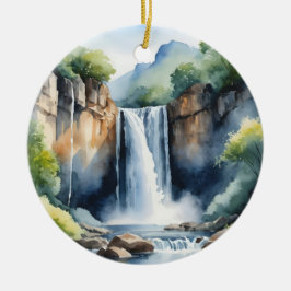 Watercolor geschilderde waterval keramisch ornament