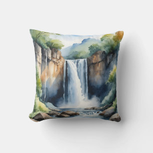 Watercolor geschilderde waterval kussen