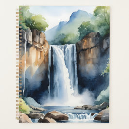 Watercolor geschilderde waterval planner
