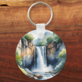 Watercolor geschilderde waterval sleutelhanger (Achterkant)