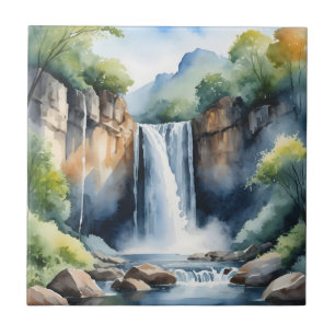 Watercolor geschilderde waterval tegeltje