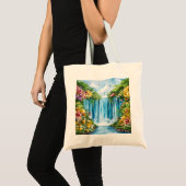 Watercolor geschilderde waterval tote bag (Voorkant (product))