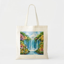 Watercolor geschilderde waterval tote bag