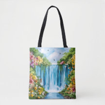 Watercolor geschilderde waterval