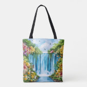 Watercolor geschilderde waterval tote bag (Achterkant)