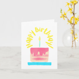Watercolor gestileerde verjaardagskaart met cake i kaart