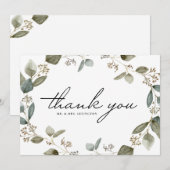 Watercolor Gezaaid Eucalyptus Krans Trouw Bedankkaart (Voorkant / Achterkant)