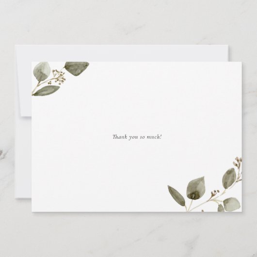 Watercolor gezaaide eucalyptus krans trouwdag bedankkaart (Achterkant)