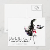 Watercolor gezicht make-up artiest branding briefkaart (Voorkant / Achterkant)