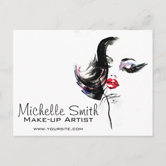 Watercolor gezicht make-up artiest branding briefkaart (Voorkant)