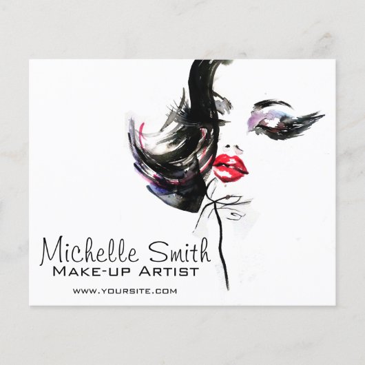Watercolor gezicht make-up artiest branding flyer (Voorkant)