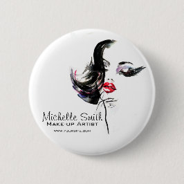 Watercolor gezicht make-up artiest branding ronde button 5,7 cm