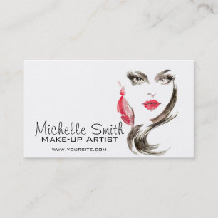 Watercolor gezicht make-up artiest branding visitekaartje