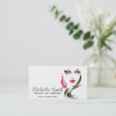 Watercolor gezicht make-up artiest branding visitekaartje (Staand voorkant)