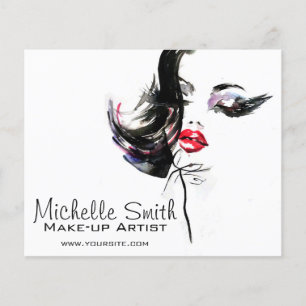Watercolor gezicht make-up artist branding flyer