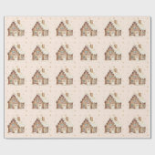 Watercolor Gingbreadhuis Kerstvakantie Cadeaupapier (Vlak)