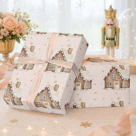 Watercolor Gingbreadhuis Kerstvakantie Cadeaupapier