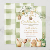 Watercolor Gingham Cocktail and Cookies Winter Kaart (Voorkant / Achterkant)