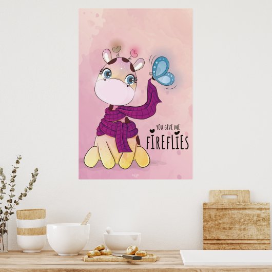 Watercolor Giraffe -> Aquarel Giraffe Poster (Keuken)