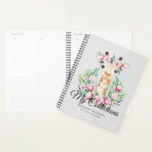 Watercolor GIRAFFE Boho Roze Bloemen Meisjes Naam Planner (Display)