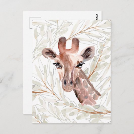 Watercolor Giraffe Briefkaart (Voorkant / Achterkant)