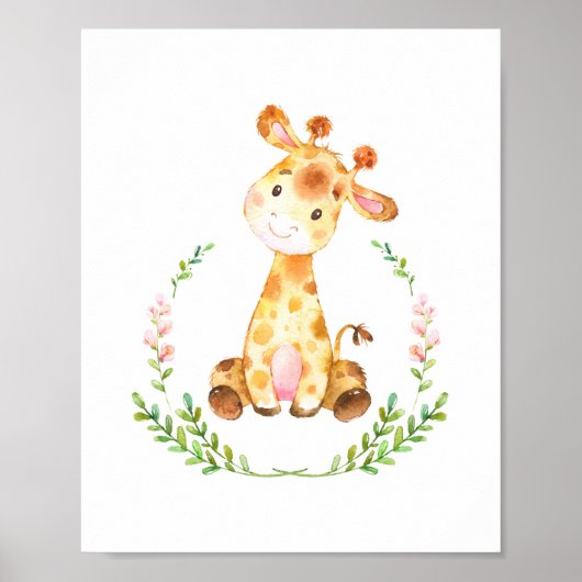 Watercolor Giraffe Kinderkamer Kunstprint Poster (Voorkant)