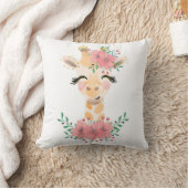 Watercolor Giraffe met Bloemen Kussen (Deken)
