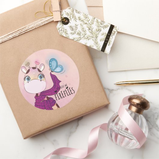Watercolor Giraffe Ronde Sticker (Geschenken)