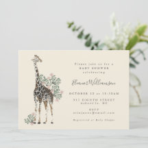 Watercolor Giraffe Safari Neutrale Baby Shower