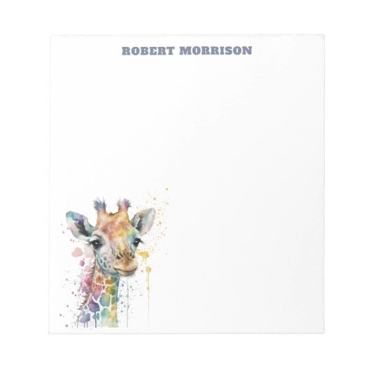 Watercolor Giraffe Sophisticated Notepad Notitieblok (Voorkant)