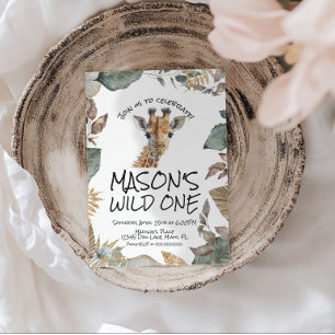 Watercolor Giraffe Wild  Eerste Verjaardag Kaart