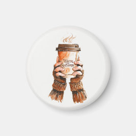 Watercolor Girl Holding Coffee Mug  Magneet