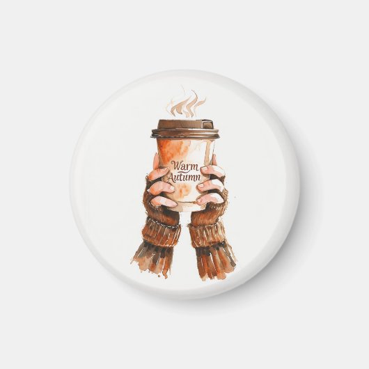 Watercolor Girl Holding Coffee Mug  Magneet (Voorkant)