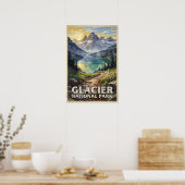 Watercolor Glacier National Park Retro Poster (Keuken)
