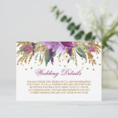 Watercolor Glanzende Amethyst Trouwdetails Informatiekaartje (Staand voorkant)