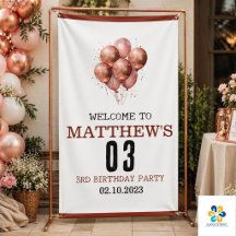 Watercolor Glitter Roze Gouden ballon 3de verjaard