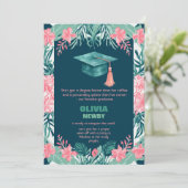 🎓Watercolor Glow Grad Party Kaart (Staand voorkant)