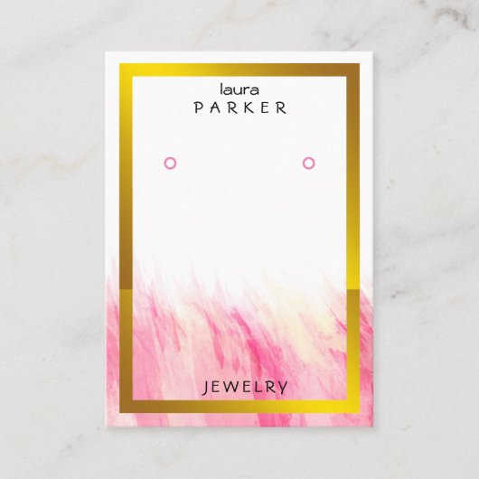 Watercolor Gold Earring Designer Display Visitekaartje (Voorkant)
