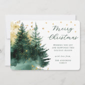 Watercolor Gold Green Forest Christmas Feestdagenkaart (Voorkant)