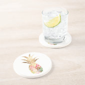 Watercolor Gold Pineapple Coaster Zandsteen Onderzetter (Zijkant)