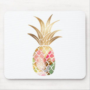 Watercolor Gold Pineapple Mousepad Muismat