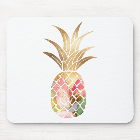 Watercolor Gold Pineapple Mousepad Muismat (Voorkant)