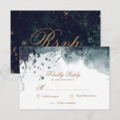 Watercolor Gold | RSVP-antwoordkaart RSVP Kaartje (Voorkant / Achterkant)