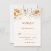 Watercolor Gold White Roses RSVP Kaartje (Voorkant)